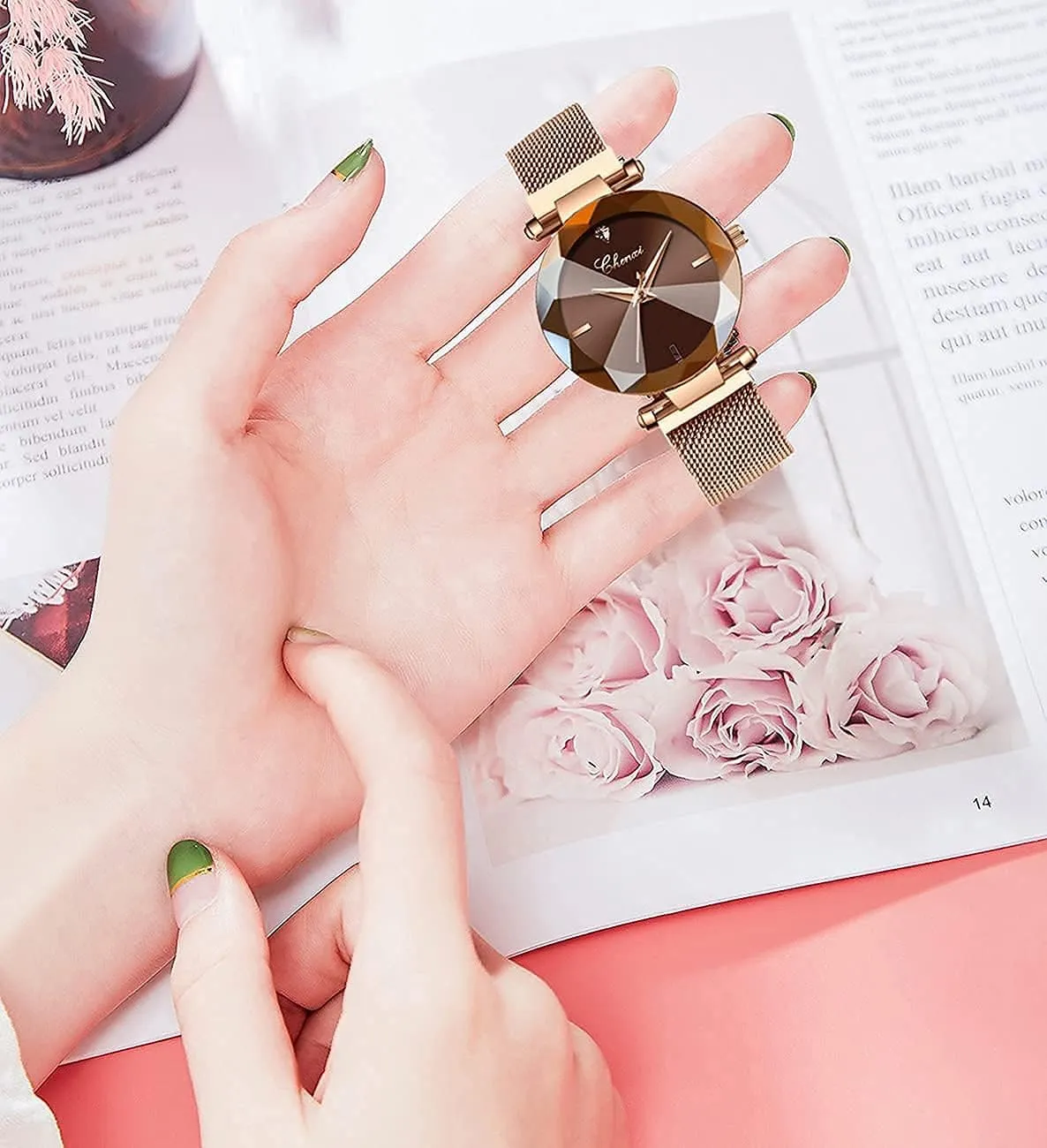 SENRUD Fashion Watches for Women Rose Gold Stainless Steel Mesh Band Watch Elegant Ladies Gifts Waterproof Wrist Watch