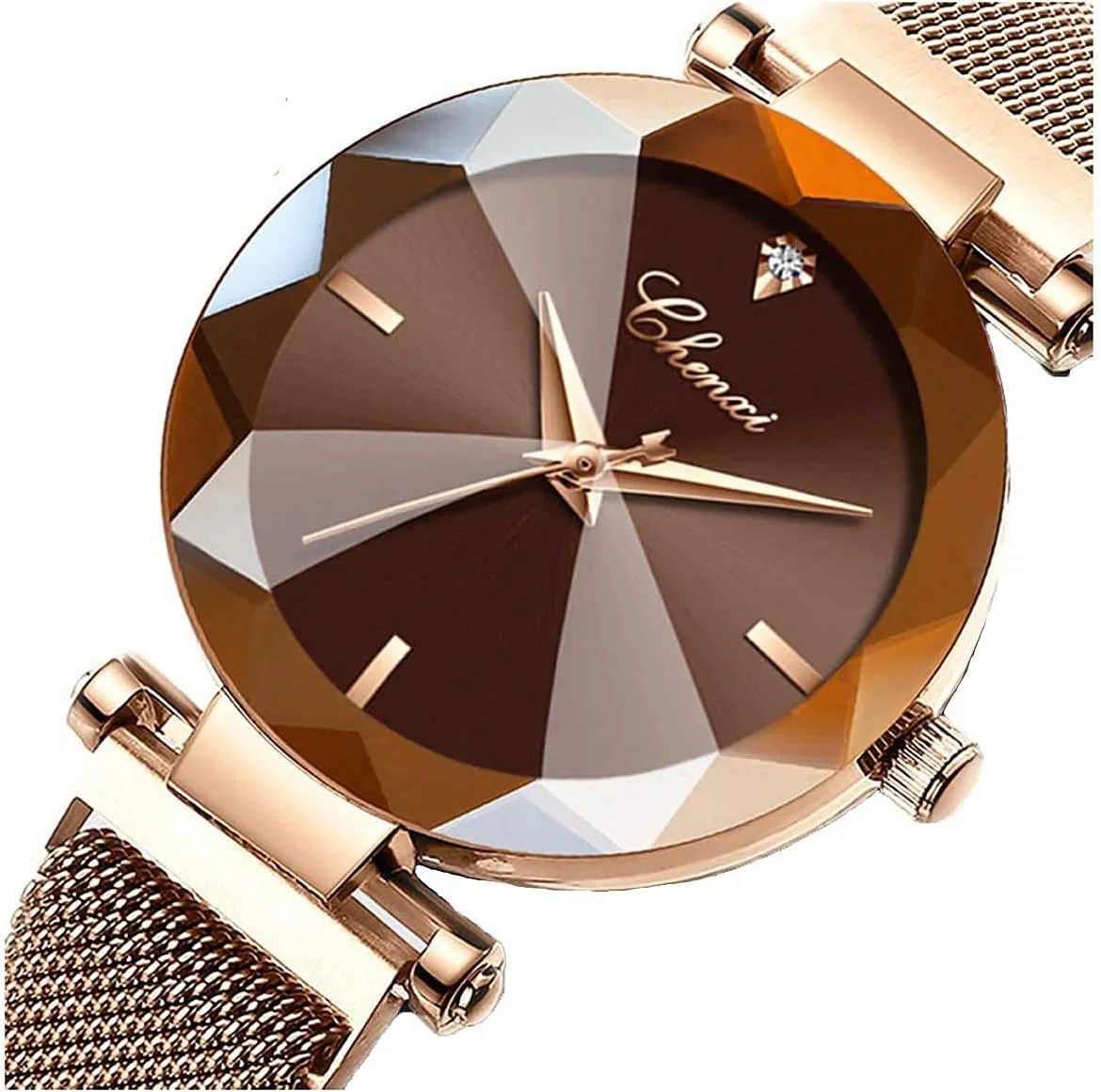 SENRUD Fashion Watches for Women Rose Gold Stainless Steel Mesh Band Watch Elegant Ladies Gifts Waterproof Wrist Watch