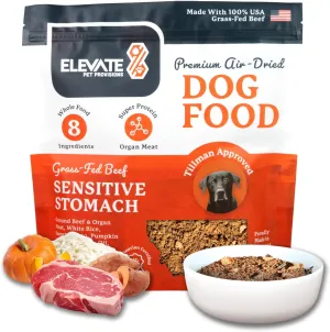 Sensitive Stomach Dog Food 3.65 lbs - 100% Human Grade Air Dried Dog Food Beef - All Natural USA Grass Fed Beef - Limited Ingredients - Dehydrated - Complete Meal or Topper - Small Dog 1 Month Supply
