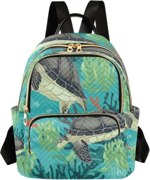 senya Seaweed Turtle Women Backpack Purse Travel Daypack Shoulder Bag