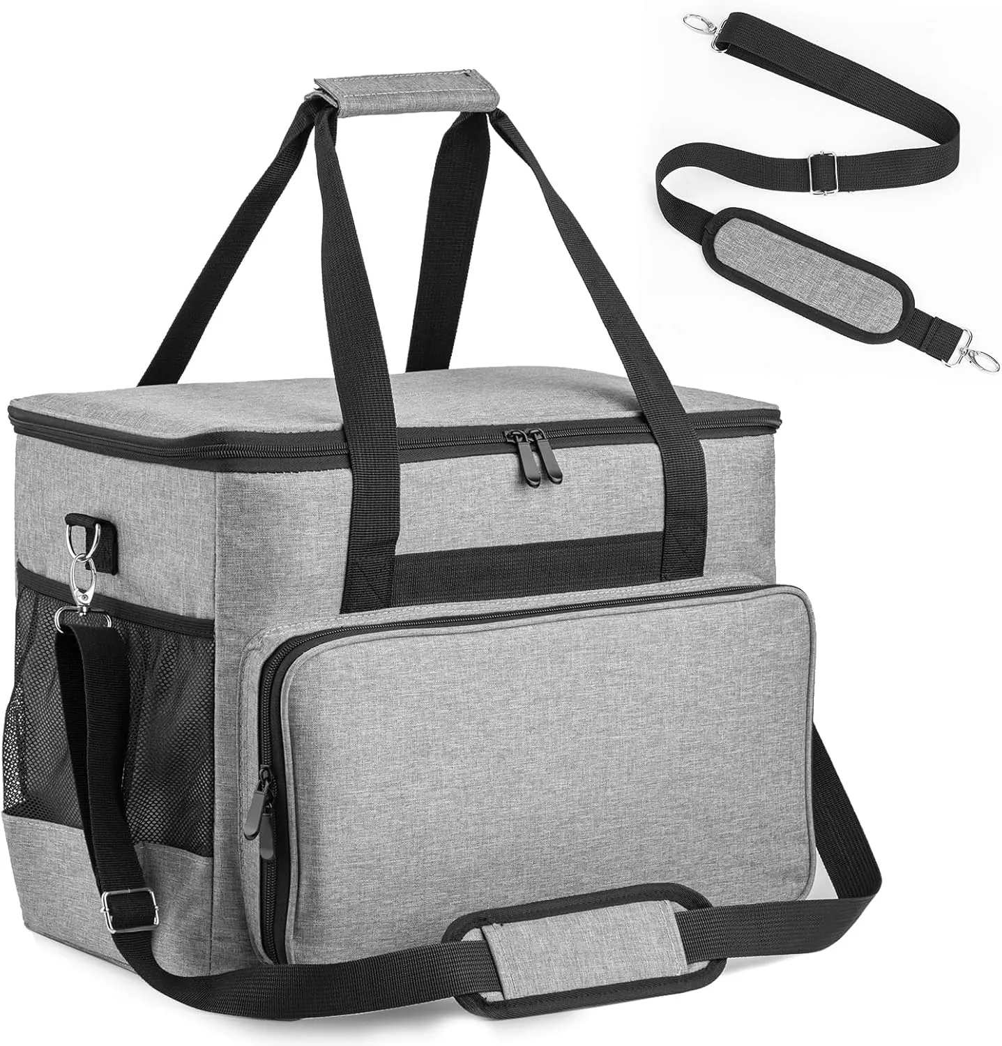 Sewing Machine Carrying Case,Sewing Accessories Organizer With Removable Padding,Tote Bag With Multiple Storage Pockets、Shoulder Strap,Craft Supplies Organizer,Travel Bag (Grey)