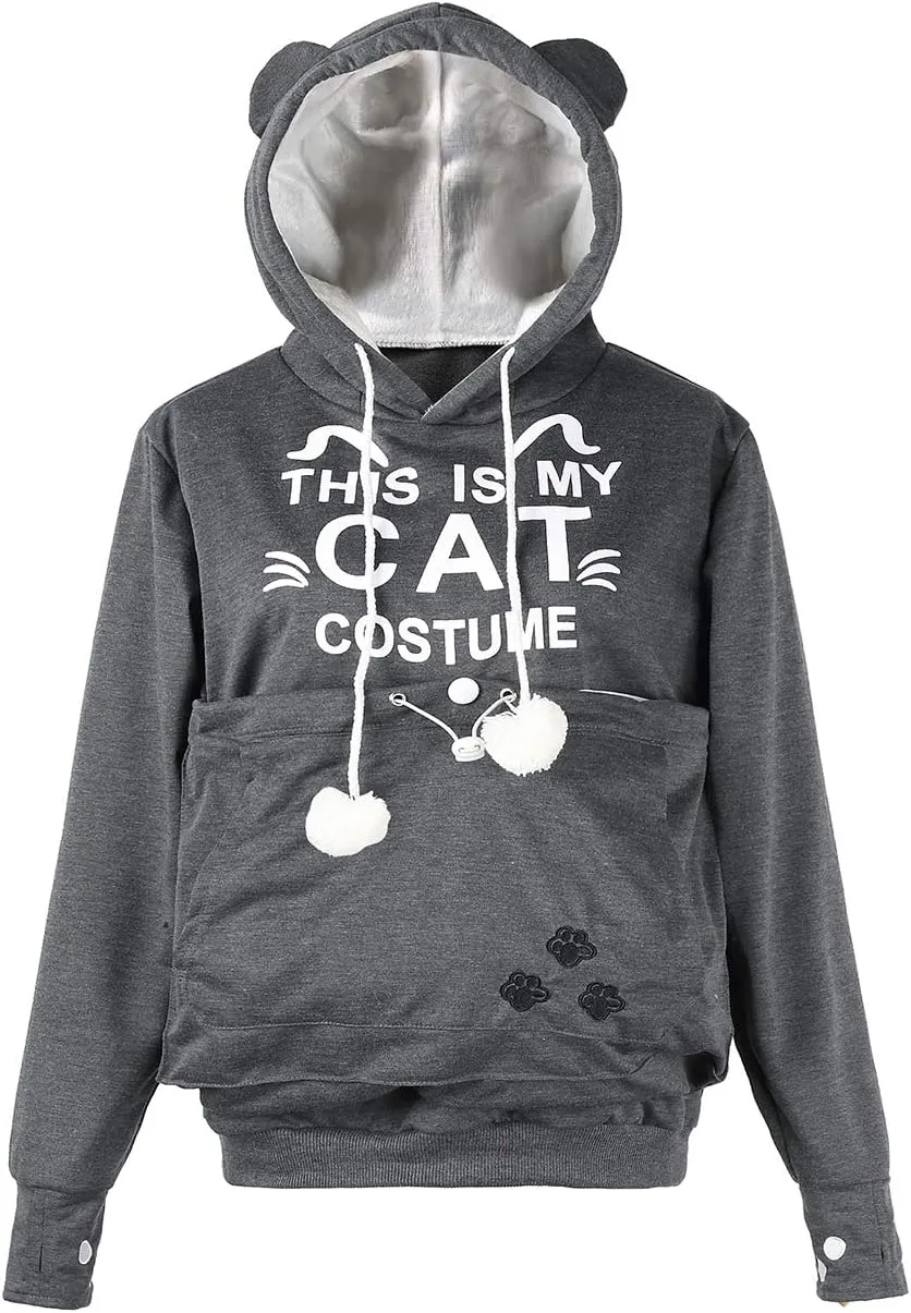 Sexyshine Women's Big Pouch Hoodie Pet Cat Dog Holder Carriers Pullover Sweatshirts