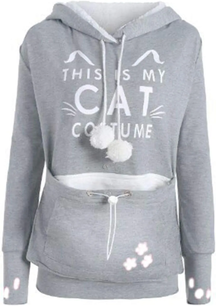 Sexyshine Women's Big Pouch Hoodie Pet Cat Dog Holder Carriers Pullover Sweatshirts