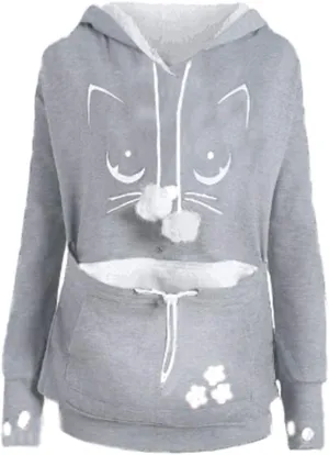 Sexyshine Women's Big Pouch Hoodie Pet Cat Dog Holder Carriers Pullover Sweatshirts
