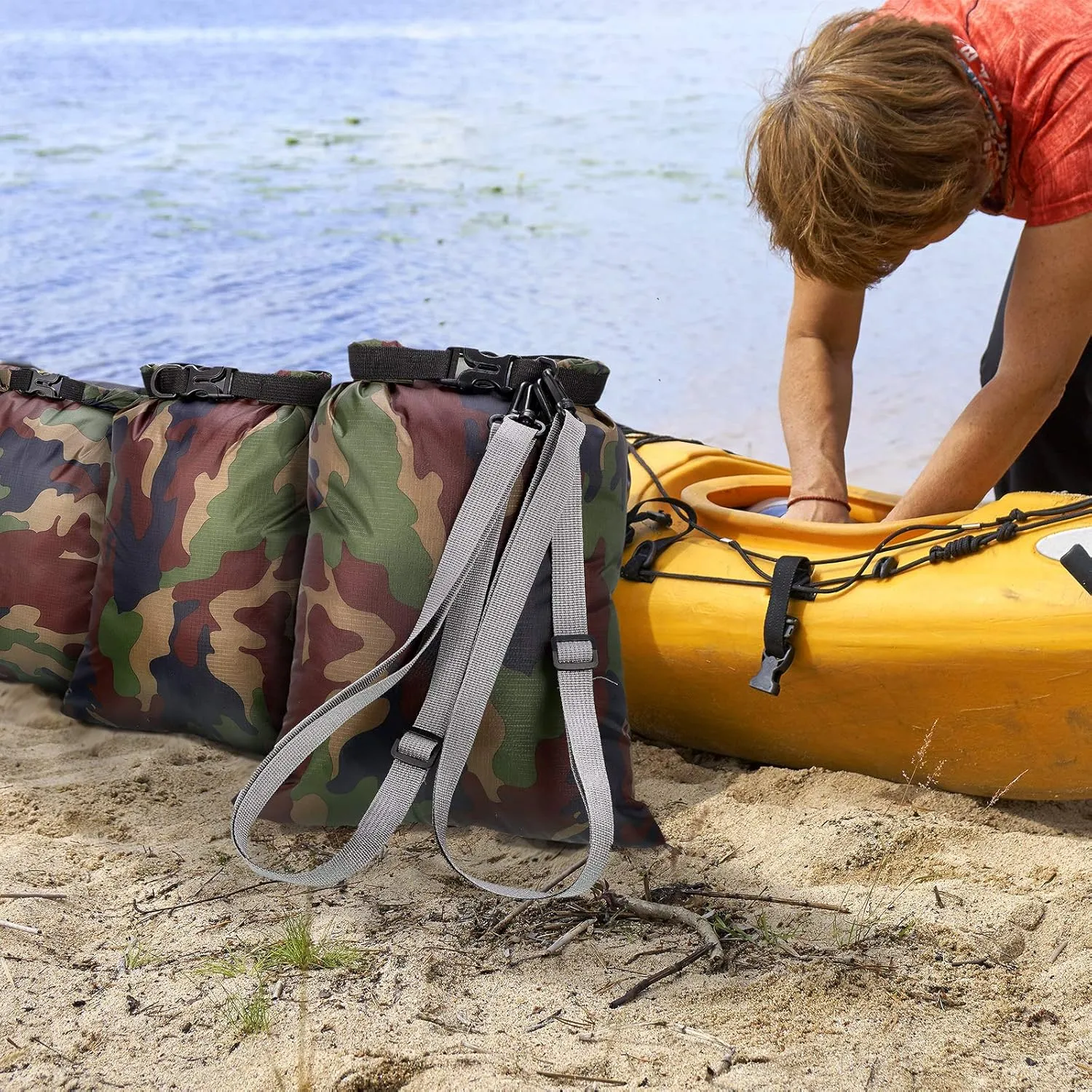 Shappy 6 Pcs Waterproof Dry Bag Set 6 Sizes Lightweight Sacks and Long Adjustable Shoulder Strap Outdoor Water Proof Keep Gear Dry Bag Stuff Sacks for Backpacking, Boating, Hiking, Camping (Camo)