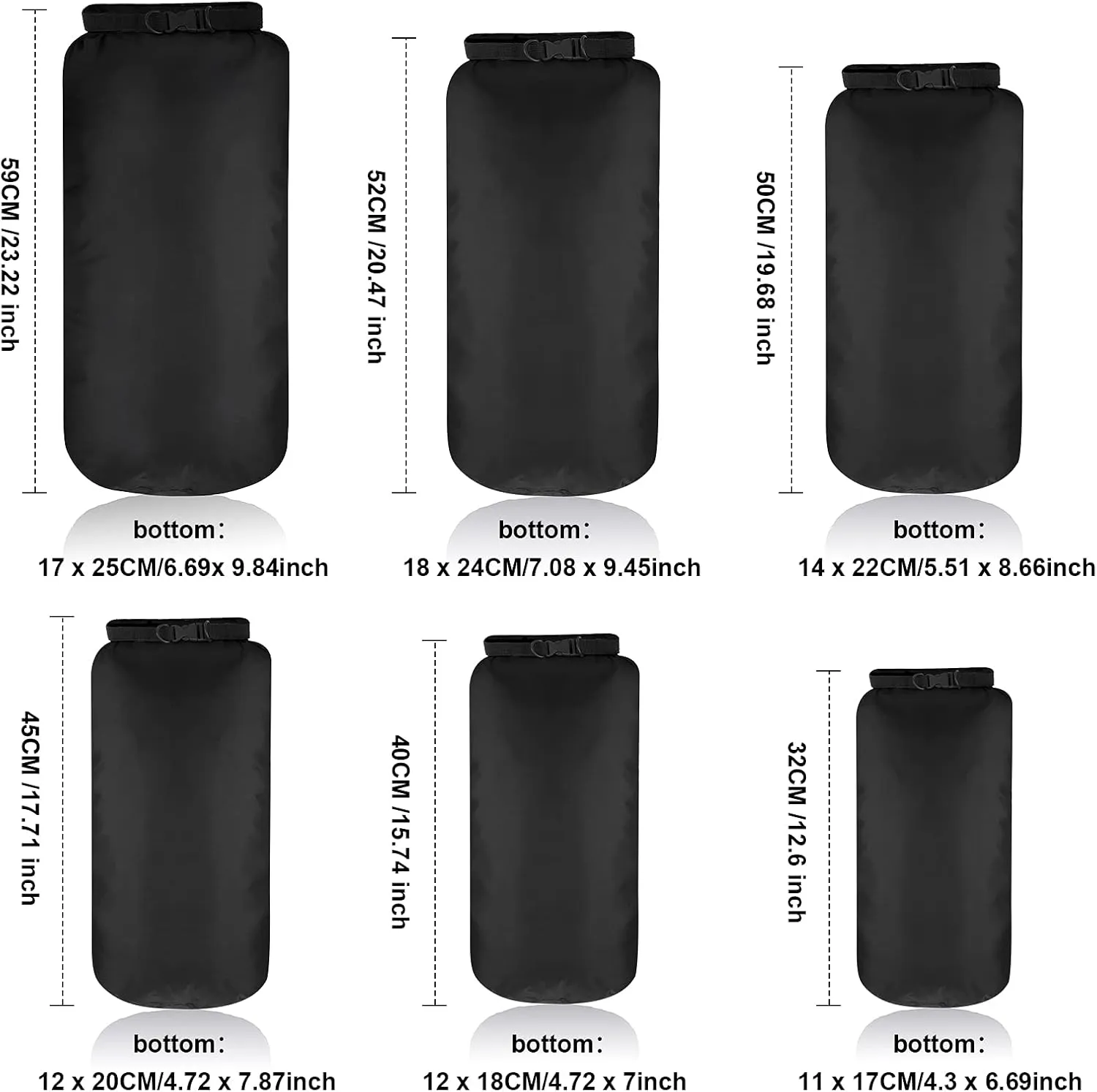 Shappy 6 Pcs Waterproof Dry Bag Set Dry Sacks Lightweight Airtight Combo Set with 20 L 15 L 10 L 8 L 5 L 3 L Sacks and Long Adjustable Shoulder Strap for Boating Hiking Camping