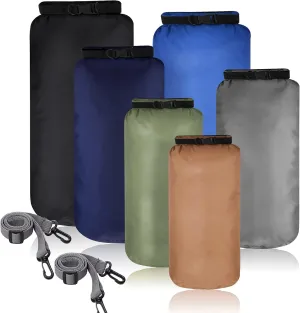 Shappy 6 Pcs Waterproof Dry Bag Set Dry Sacks Lightweight Airtight Combo Set with 20 L 15 L 10 L 8 L 5 L 3 L Sacks and Long Adjustable Shoulder Strap for Boating Hiking Camping