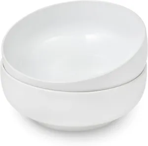 Sheffield Home Large Stoneware Serving Bowl Set - 86oz Capacity 9.5" Large Serving Bowls for Salad, Pasta, Mixing - Dishwasher and Microwave Safe Ceramic - White