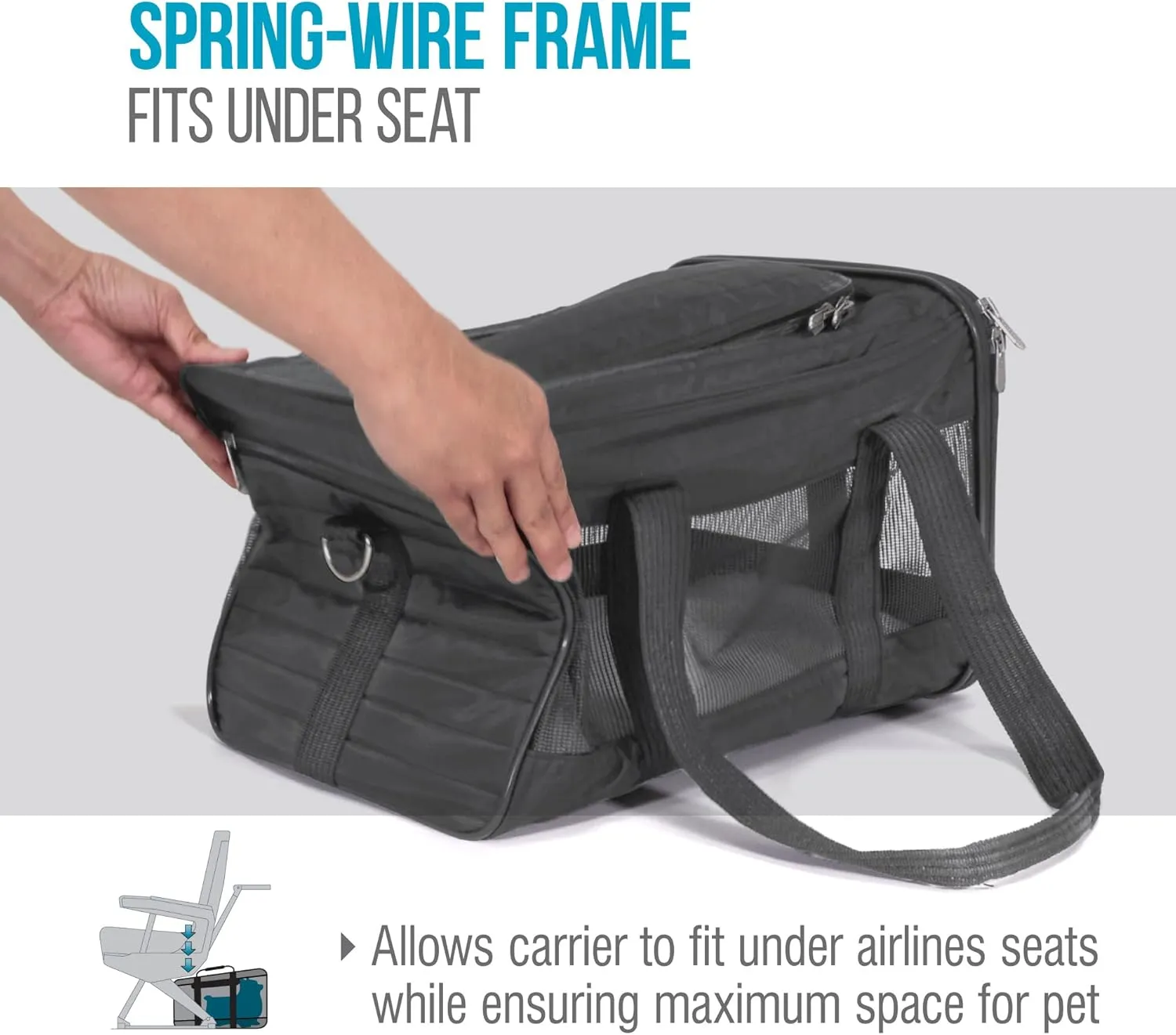 Sherpa Original Deluxe Travel Pet Carrier, Airline Approved - Charcoal Gray, Large