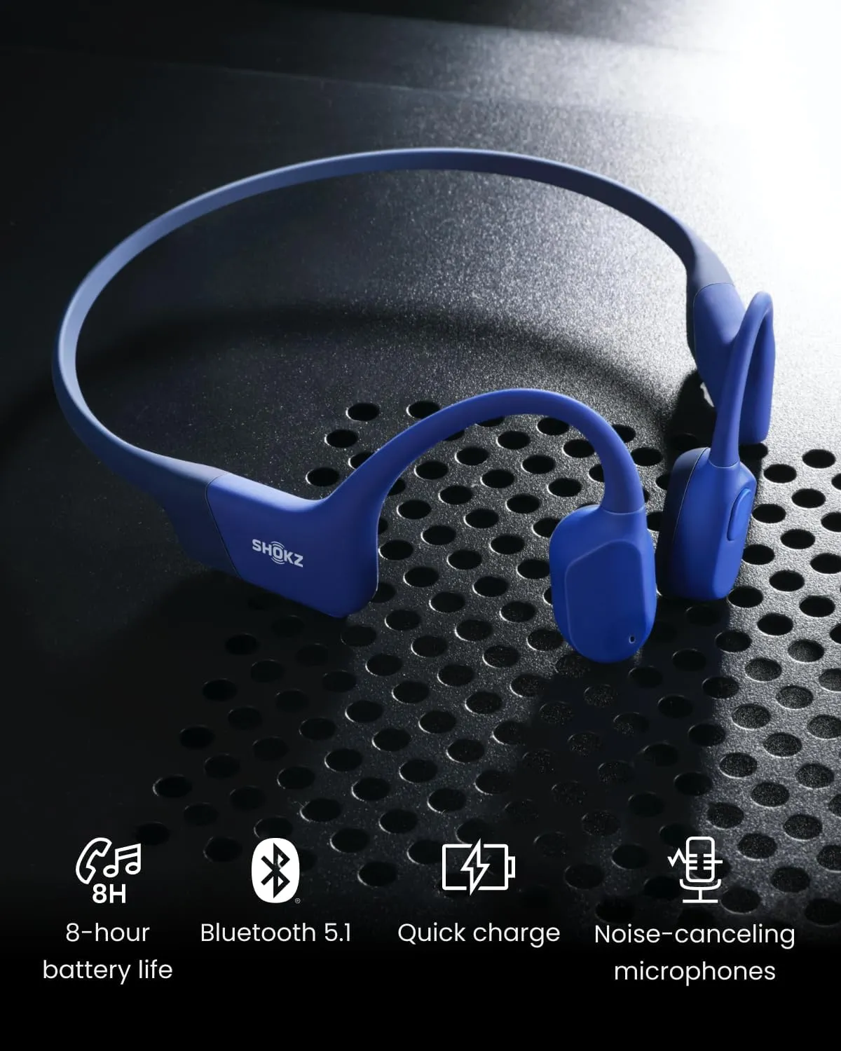 SHOKZ OpenRun (AfterShokz Aeropex) - Open-Ear Bluetooth Bone Conduction Sport Headphones - Sweat Resistant Wireless Earphones for Workouts and Running - Built-in Mic, with Headband