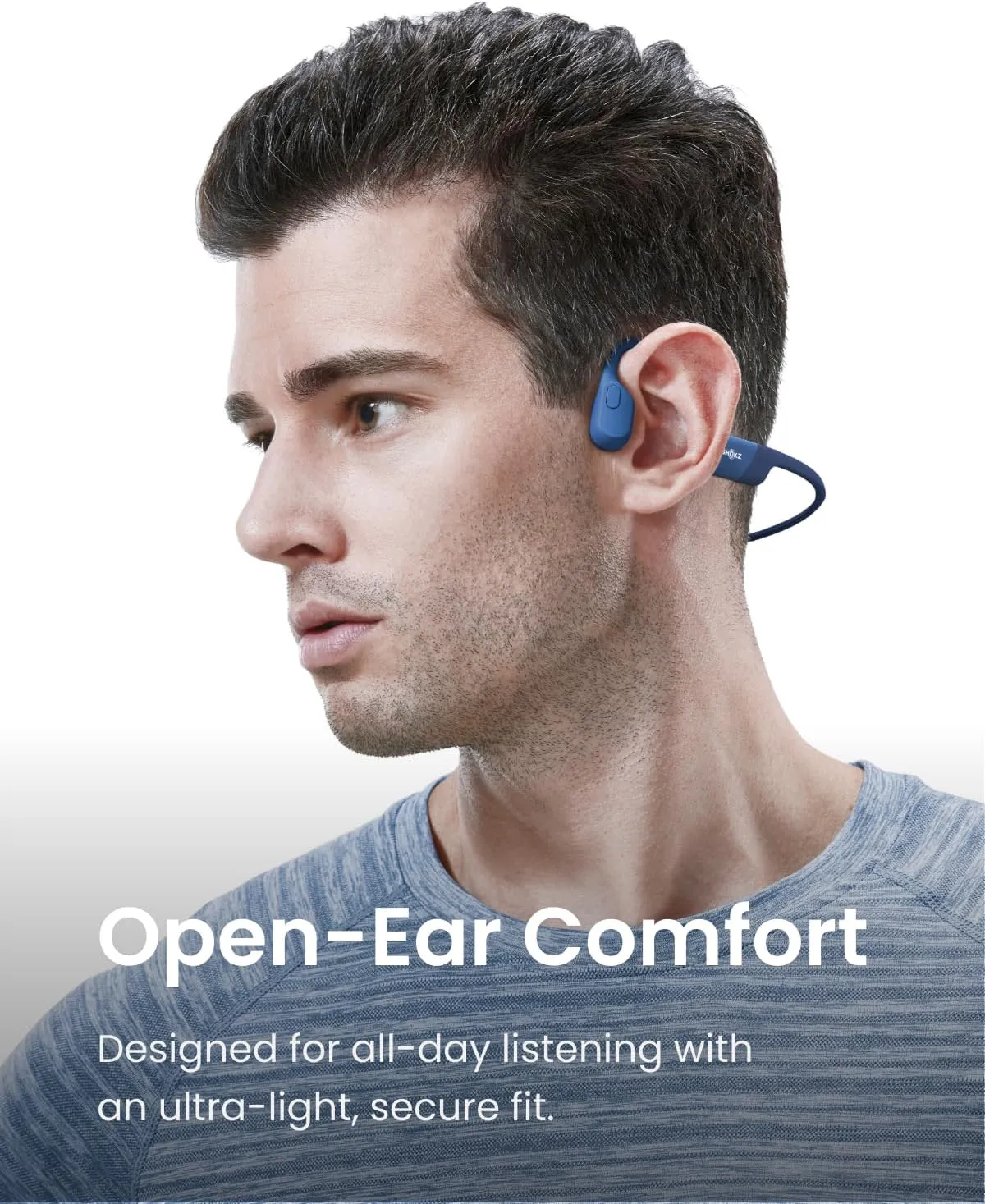 SHOKZ OpenRun (AfterShokz Aeropex) - Open-Ear Bluetooth Bone Conduction Sport Headphones - Sweat Resistant Wireless Earphones for Workouts and Running - Built-in Mic, with Headband