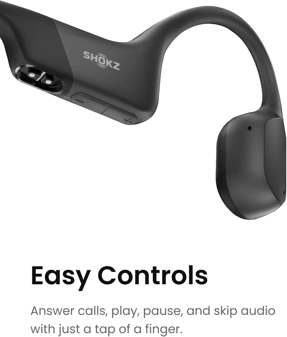 SHOKZ OpenRun - Open-Ear Bluetooth Bone Conduction Sport Headphones, Sweat Resistant Wireless Earphones for Workouts and Running, Built-in Mic, with Hair Band, Black