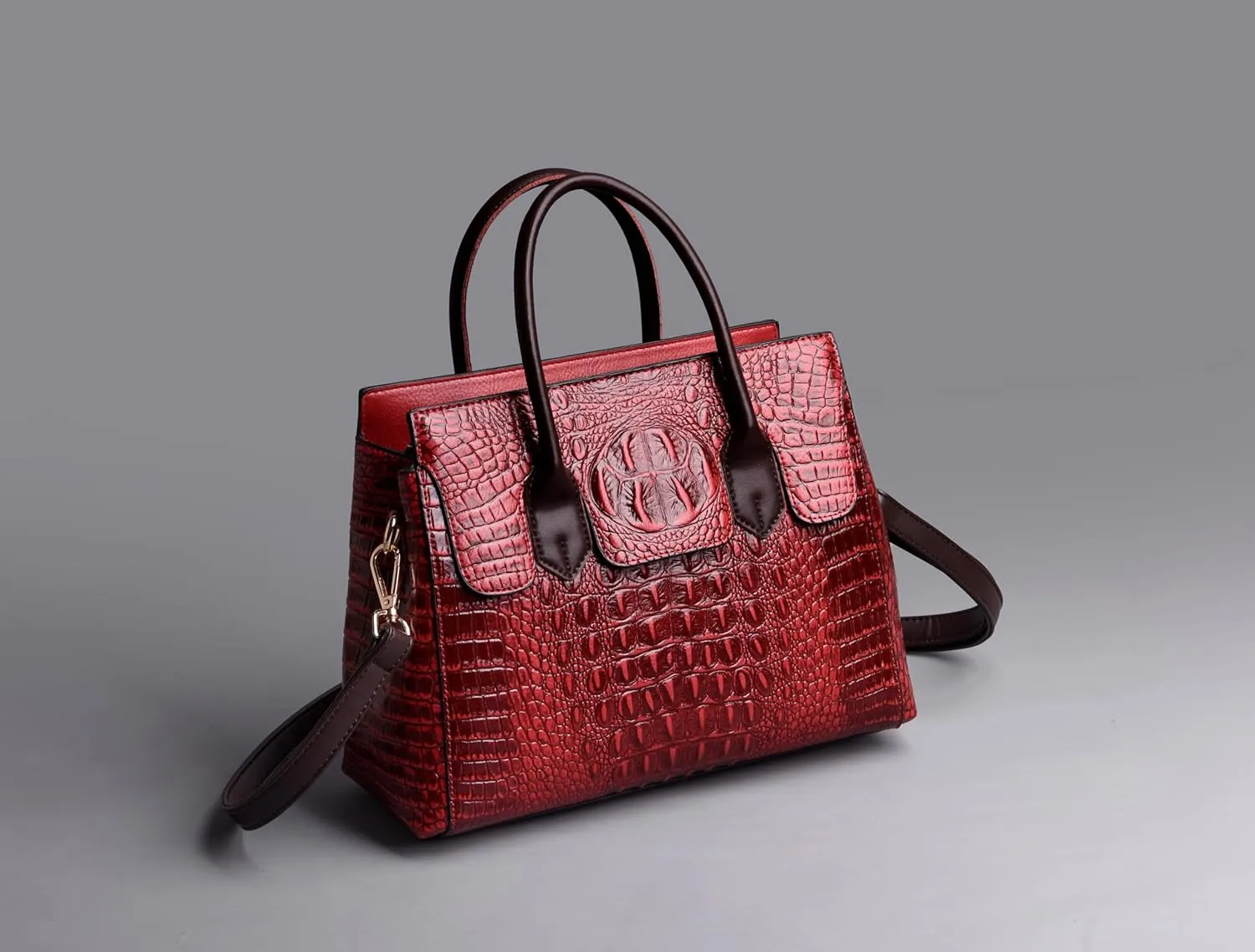 Shoulder Sling Tote Handbag For Women Retro Crocodile Top Handle Shoulder Bag