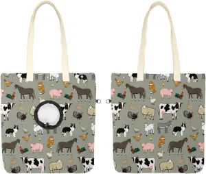 Show Head Pet Canvas Shoulder Bag, Farm Animals Pig Cow Pet Out Bag, Outcrop, Pet Out Shoulder Bag.