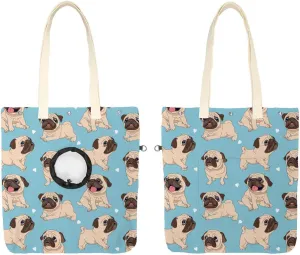 Show Head Pet Canvas Shoulder Bag, Pugs Puppies Dog Pet Out Bag, Outcrop, Pet Out Shoulder Bag.