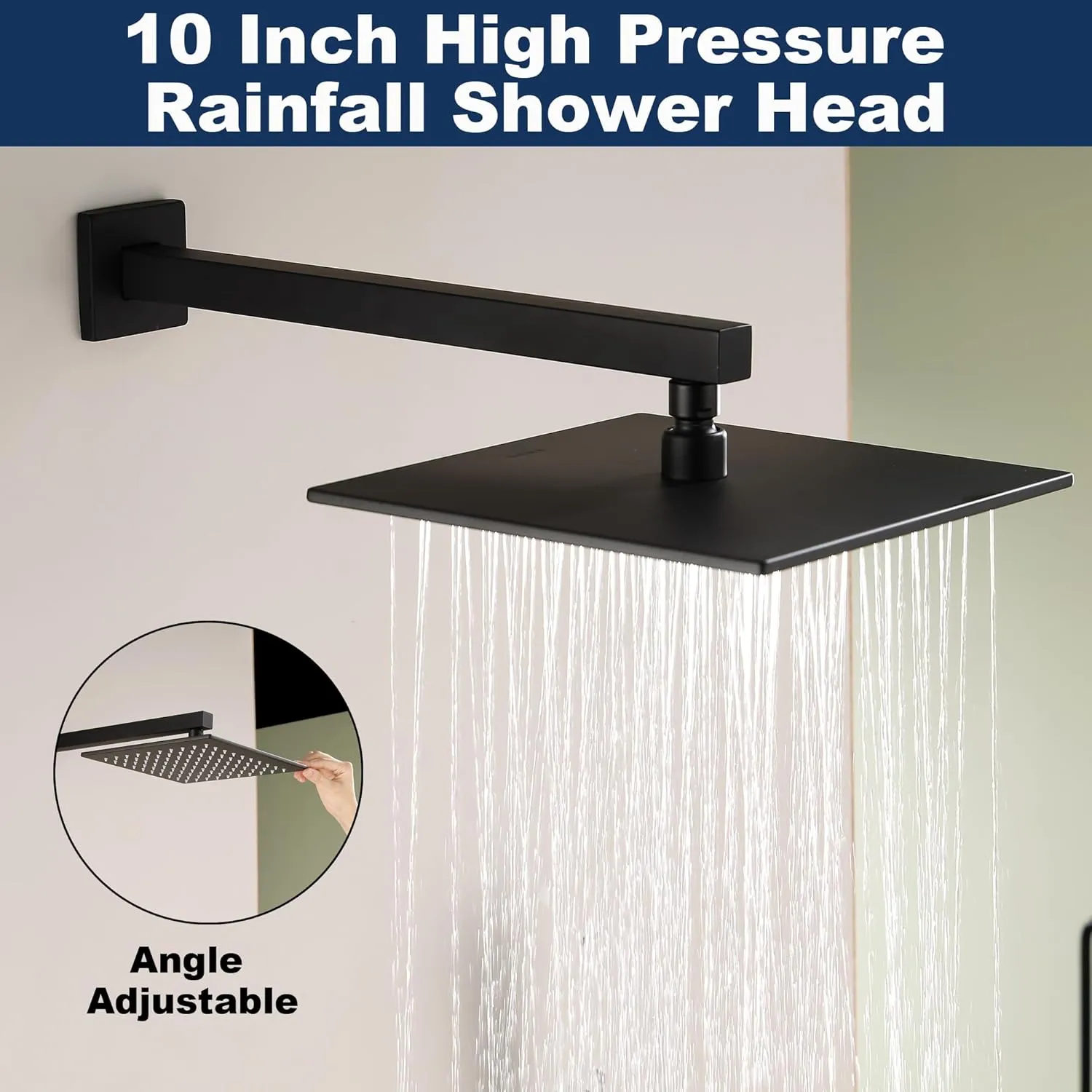 Shower System with Tub Spout, All Metal Black Bathtub Shower Faucet Set with High Pressure 10 Inch Rain Shower Head and Handheld Shower Head Set, Matte Black (Valve Include）