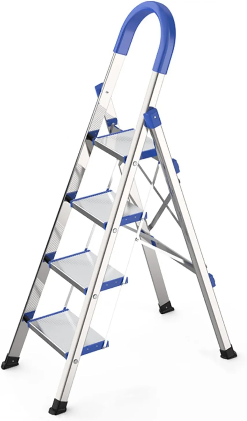 SHU Thickened Stainless Steel Herringbone Ladder Indoor Portable Four-Step Ladder Multi-Functional Folding Staircase