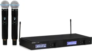 Shure SLXD24D/B58 Dual Channel Digital Wireless Microphone System - Includes Two SLXD2 Handheld Transmitters with BETA 58A Vocal Mic Capsules, SLXD4D Rack Mount Receiver | G58 Band (SLXD24D/B58-G58)