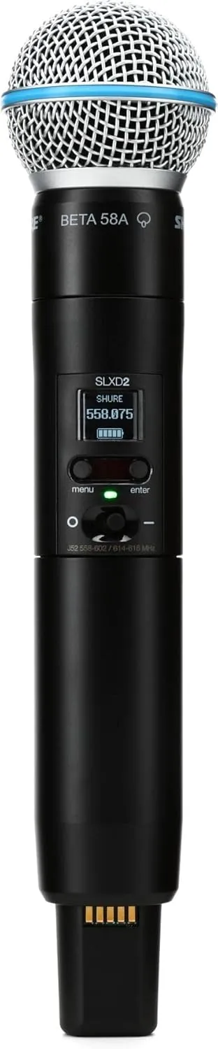 Shure SLXD2/B58 Handheld Transmitter with BETA 58A Vocal Mic Capsule - for use with SLX-D Digital Wireless Microphone Systems, Receiver Sold Separately | J52 Band (SLXD2/B58=-J52)