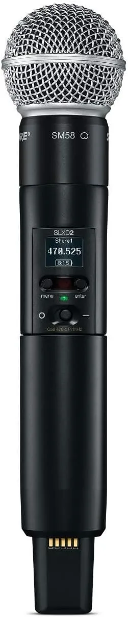 Shure SLXD2/SM58 Handheld Transmitter with SM58 Vocal Mic Capsule - for use with SLX-D Digital Wireless Microphone Systems, Receiver Sold Separately | H55 Band (SLXD2/SM58=-H55)