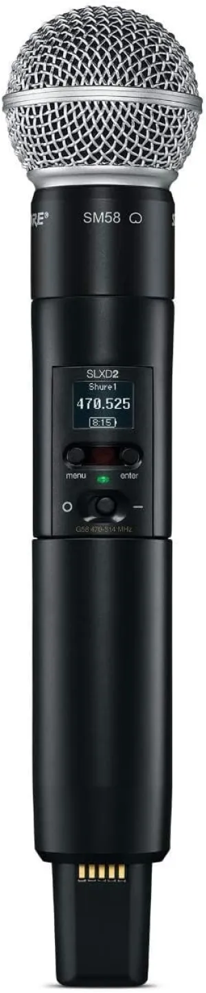Shure SLXD2/SM58 Handheld Transmitter with SM58 Vocal Mic Capsule - for use with SLX-D Digital Wireless Microphone Systems, Receiver Sold Separately | H55 Band (SLXD2/SM58=-H55)