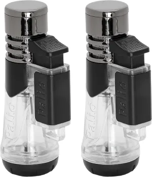 Siena Single Jet Flame Cigar Lighter, Extra Large Fuel Tank (Clear) Pack of 2
