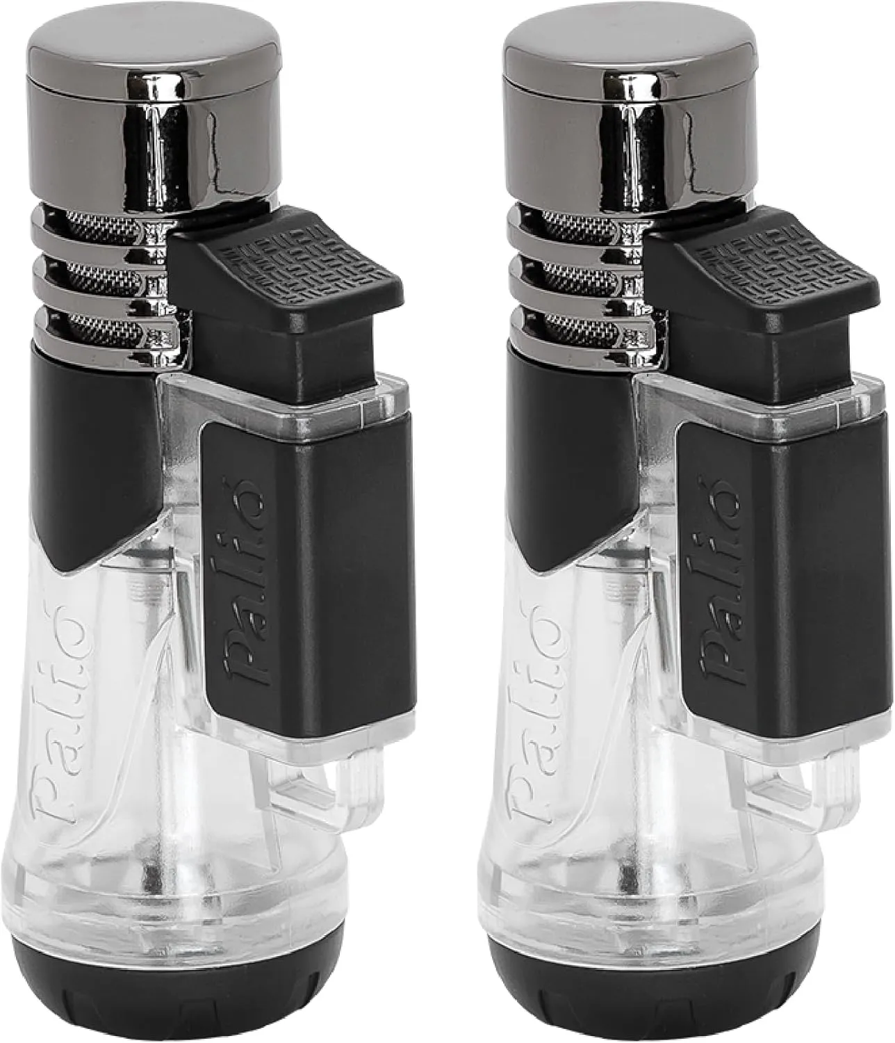 Siena Single Jet Flame Cigar Lighter, Extra Large Fuel Tank (Clear) Pack of 2