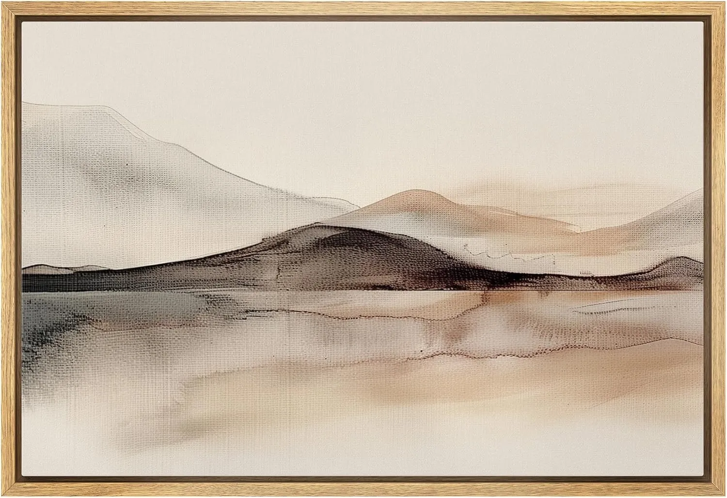 SIGNLEADER Framed Canvas Print Wall Art Minimalist Mountain Range and Reflection Illustrations Modern Art Glam Pastel for Living Room, Bedroom, Office - 24"x36" Natural
