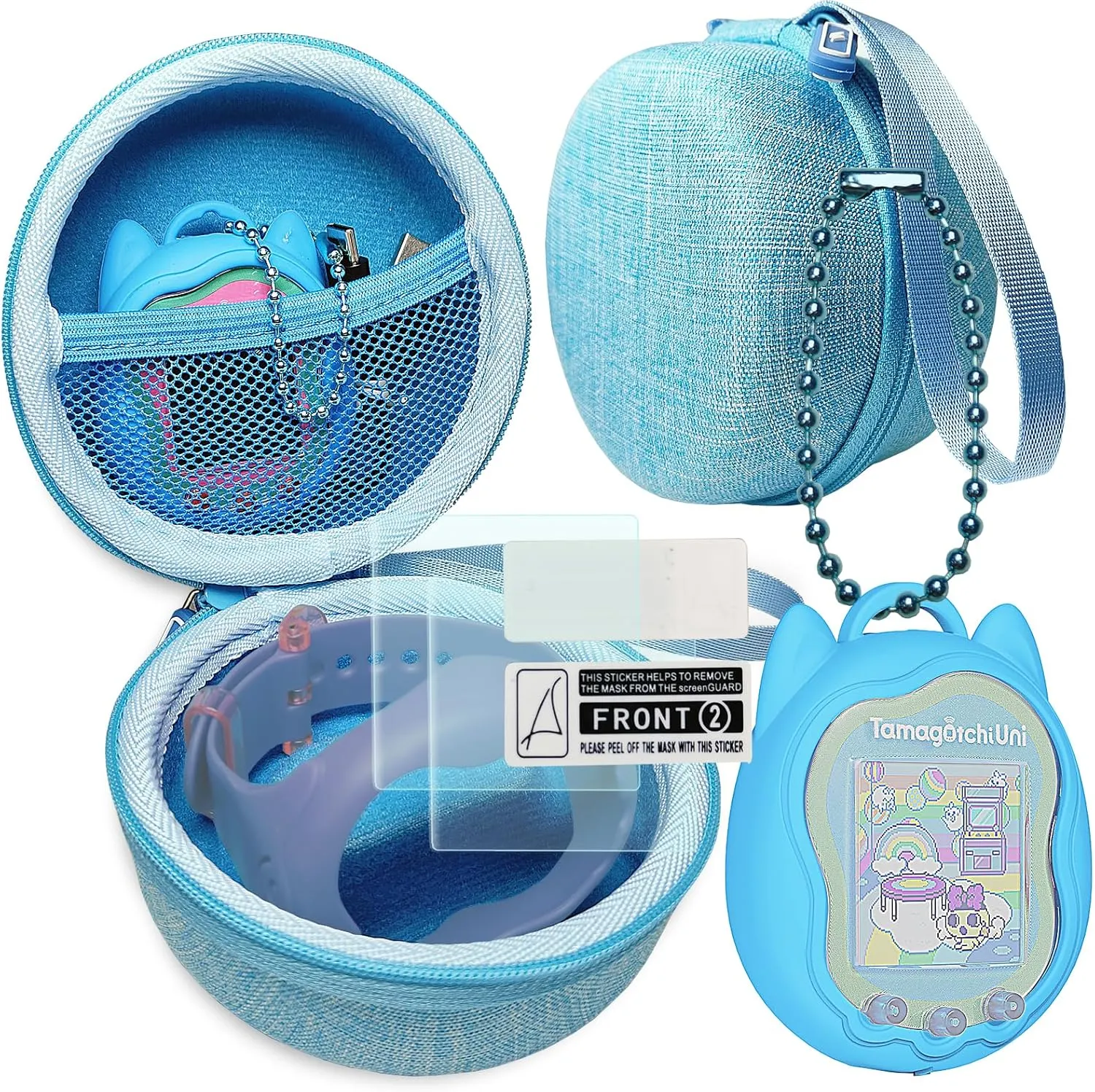 Silicone Cover and Carrying Case for Tamagotchi Uni Interactive Virtual Pet, Screen Protector for Tamagotchi Uni Watch Digital Pet Accessories
