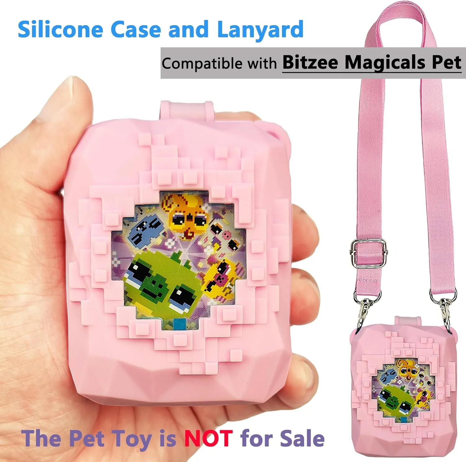 Silicone Cover Case for Bitzee Magicals Interactive Toy Digital Pet and Case, Protective Skin Sleeve for Bitzee Magicals Virtual Electronic Pets Accessories (Pink)
