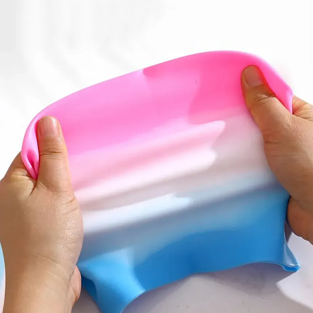 Silicone Waterproof Swimming Cap - Pink Blue (2 - 8 years)