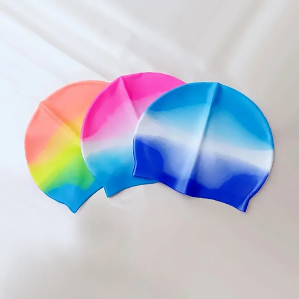 Silicone Waterproof Swimming Cap - Pink Blue (2 - 8 years)