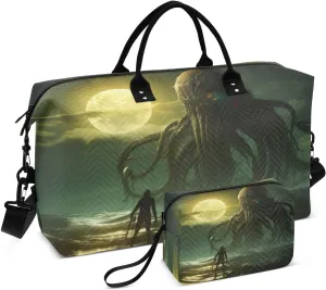 Sinestour Giant Alien Person Travel Duffel Bag for Men Women with Makeup Bag Weekend Overnight Carry On Bags for Travel Gym Yoga
