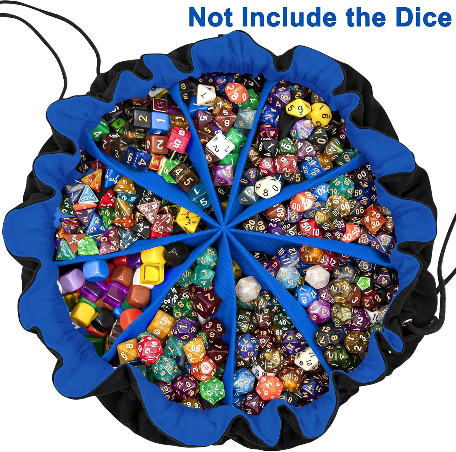 SIQUK Large Dice Bag with Pockets Drawstring Dice Bag DND Dice Storage Bag Big Capacity Dice Pouch for RPG MTG Table Games, Hold over 300 Dice (Black & Dark Blue)