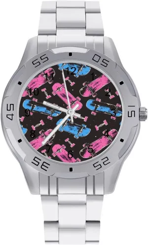 Skateboard Collection Simple Stainless Steel Band Business Watch Dress Wrist Unique Luxury Work Casual Waterproof Watches