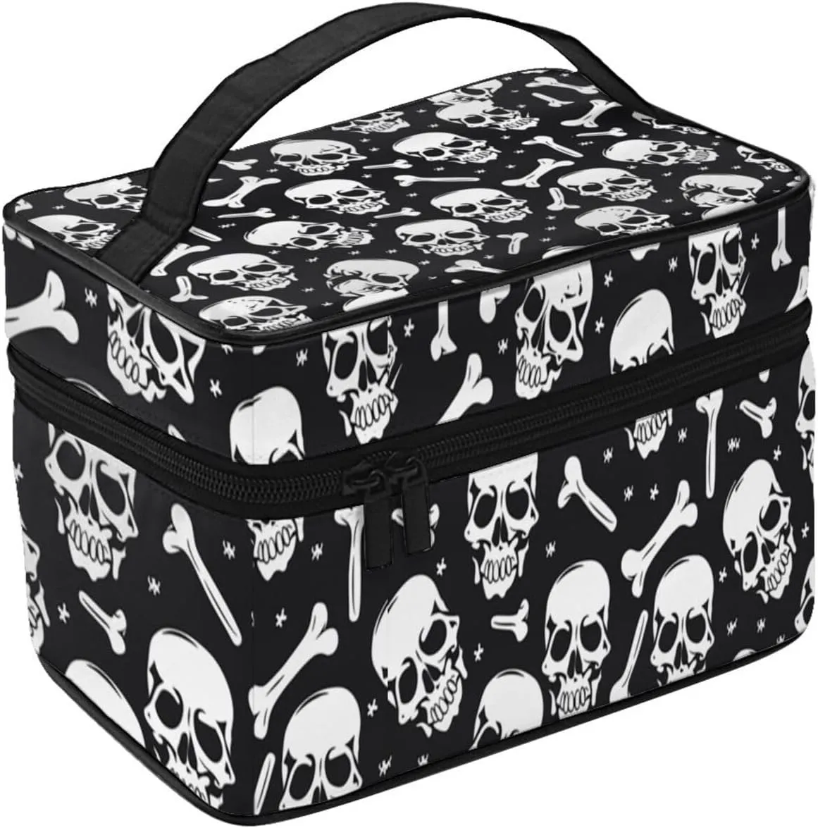 Skull Bone Makeup Bag for Women Travel Cosmetic Bag Large Makeup Case Portable Toiletry Skincare Organizer Bag