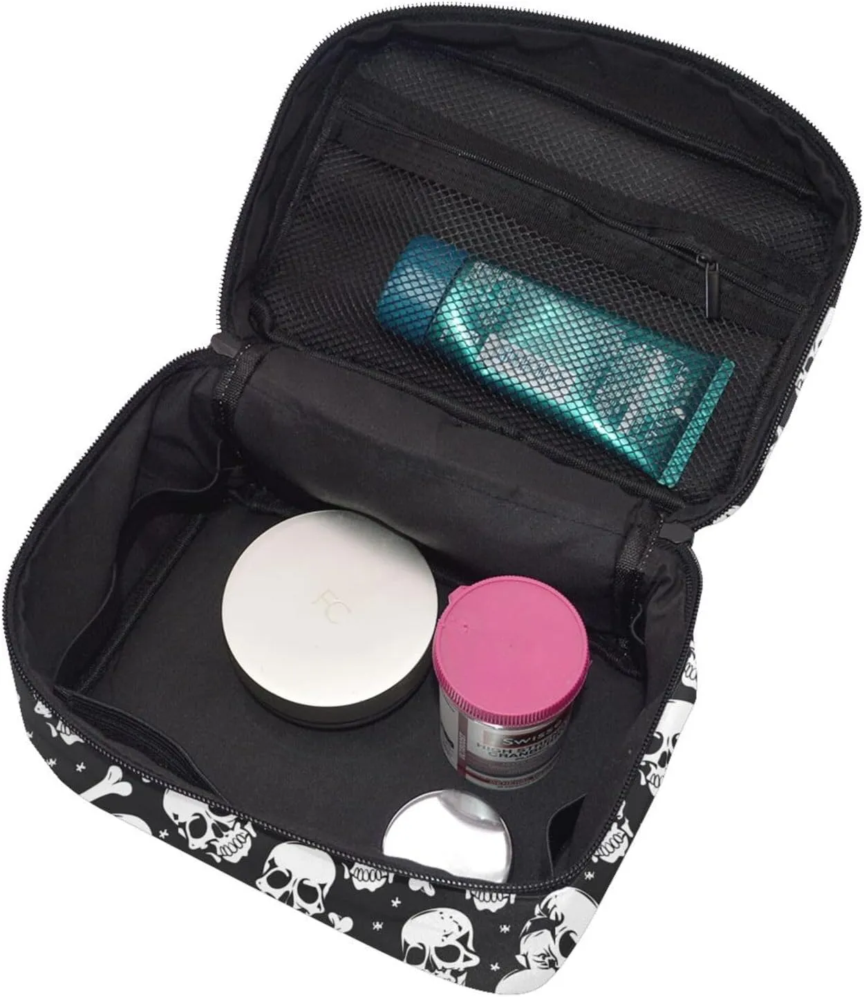 Skull Bone Makeup Bag for Women Travel Cosmetic Bag Large Makeup Case Portable Toiletry Skincare Organizer Bag