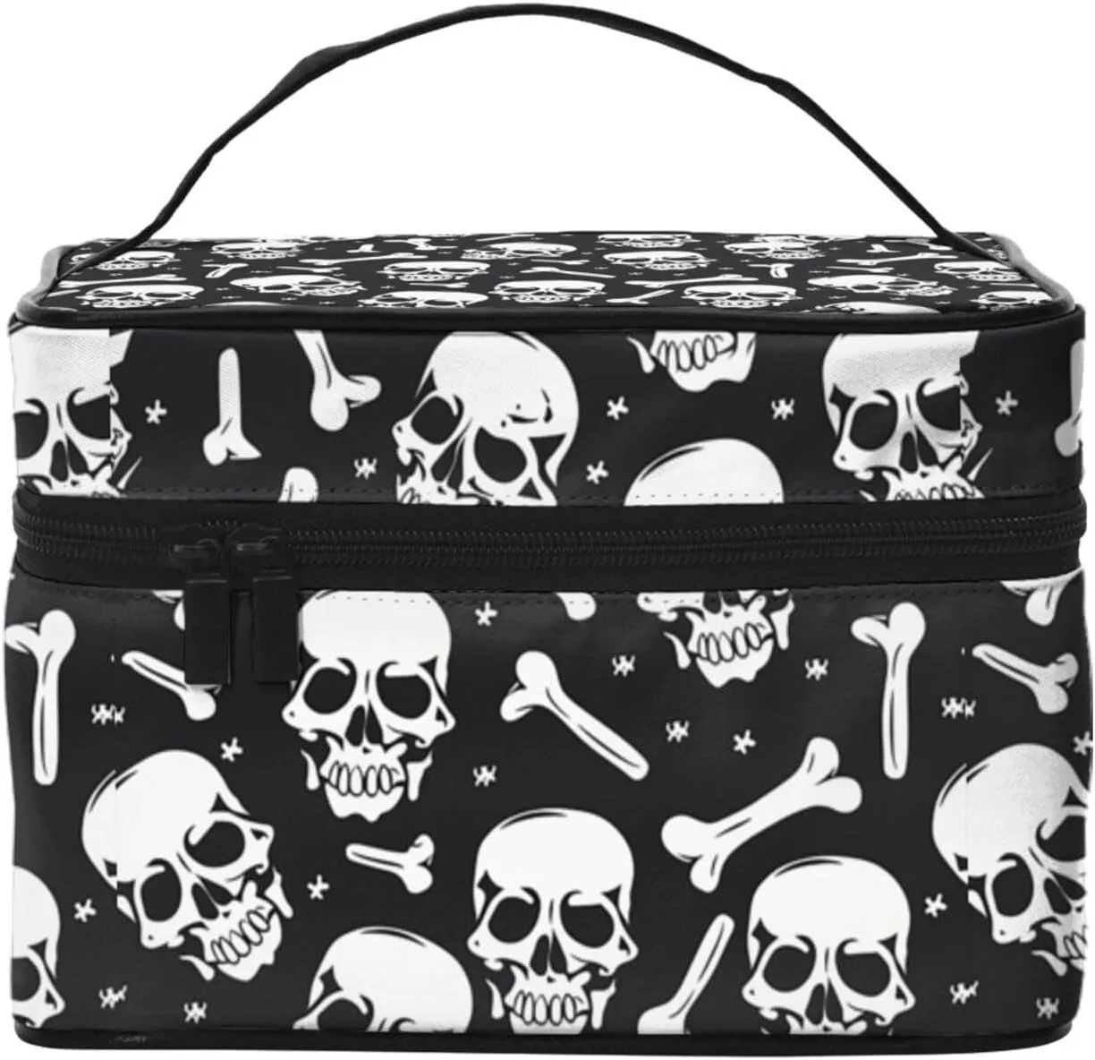 Skull Bone Makeup Bag for Women Travel Cosmetic Bag Large Makeup Case Portable Toiletry Skincare Organizer Bag