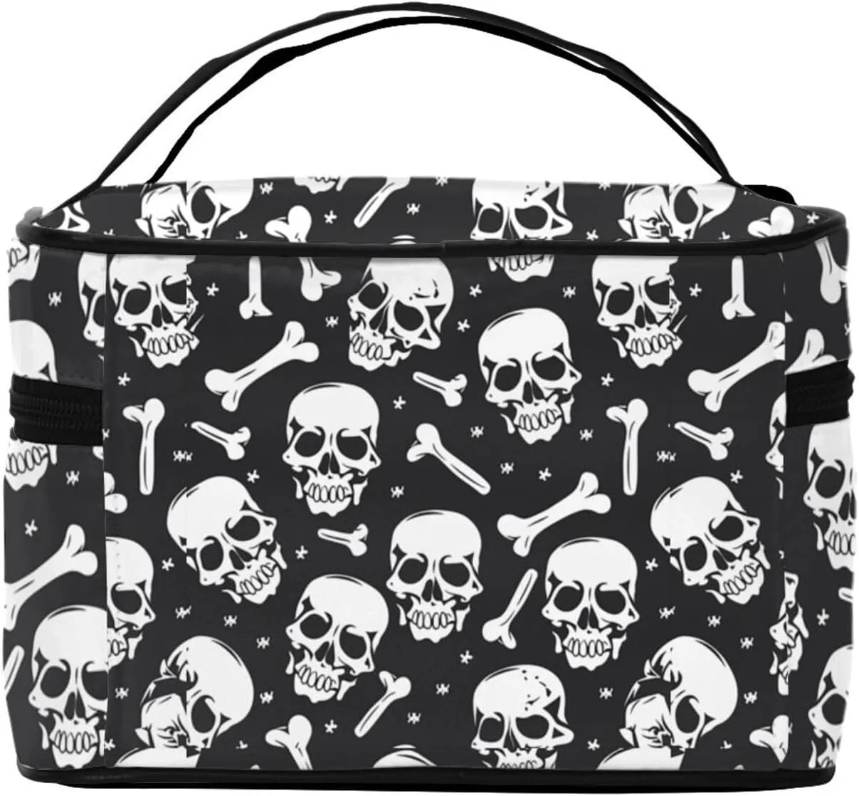 Skull Bone Makeup Bag for Women Travel Cosmetic Bag Large Makeup Case Portable Toiletry Skincare Organizer Bag