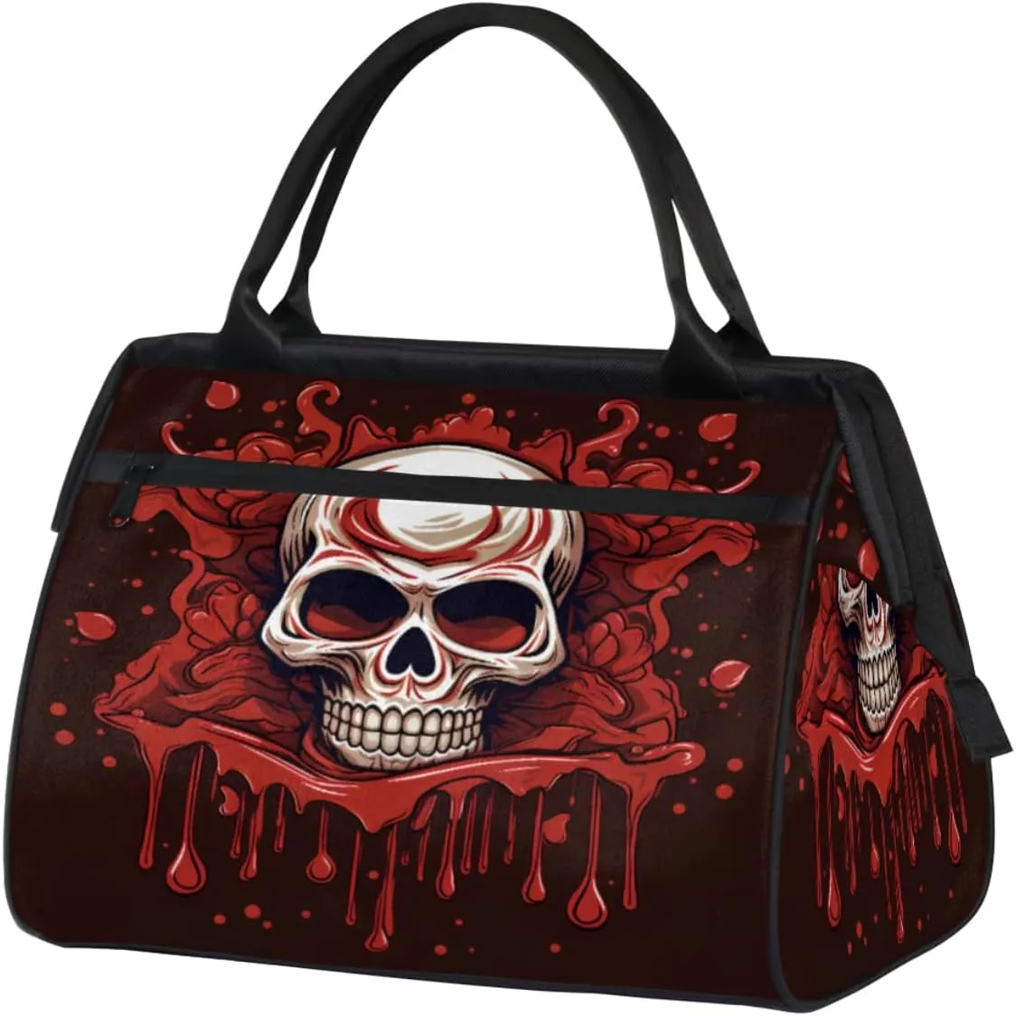 Skull Red Syrup Travel Duffle Bag, Waterproof Duffel Bag Weekender Overnight Carry On Bag Lightweight Sport Gym Bag for Men Women