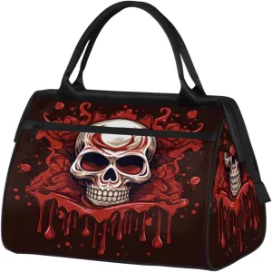 Skull Red Syrup Travel Duffle Bag, Waterproof Duffel Bag Weekender Overnight Carry On Bag Lightweight Sport Gym Bag for Men Women