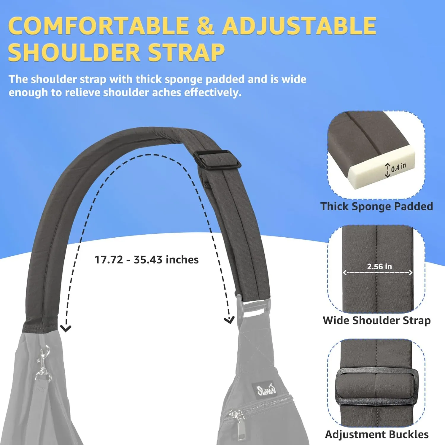 SlowTon Dog Carrier Sling - Thick Padded Shoulder Strap Adjustable Dog Carriers for Small Dogs, Puppy Carrier Purse for Pet Cat with Front Zipper Pocket Safety Belt Machine Washable (Grey S)
