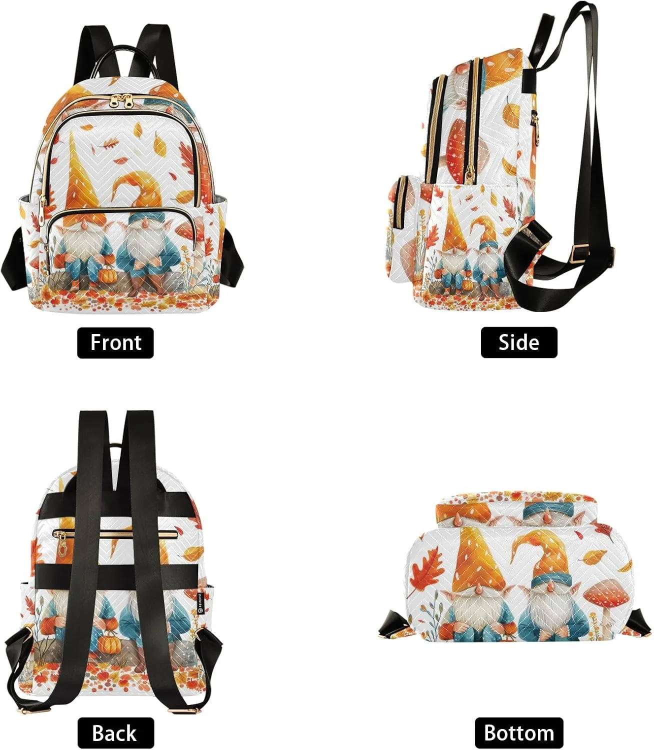 Small Backpack Purse for Women, Fall Leaves Dwarf Travel Bag Casual Daypack Shoulder Bag