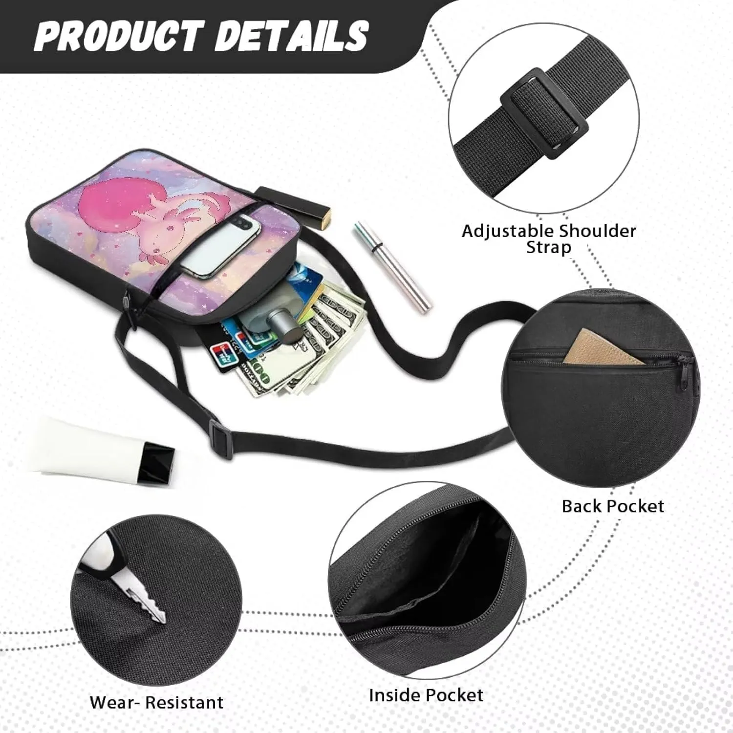 Small Messenger Bag for Men Women Wallet Purse Cell Phone Purse Unisex Shoulder Bag for Phone Passport