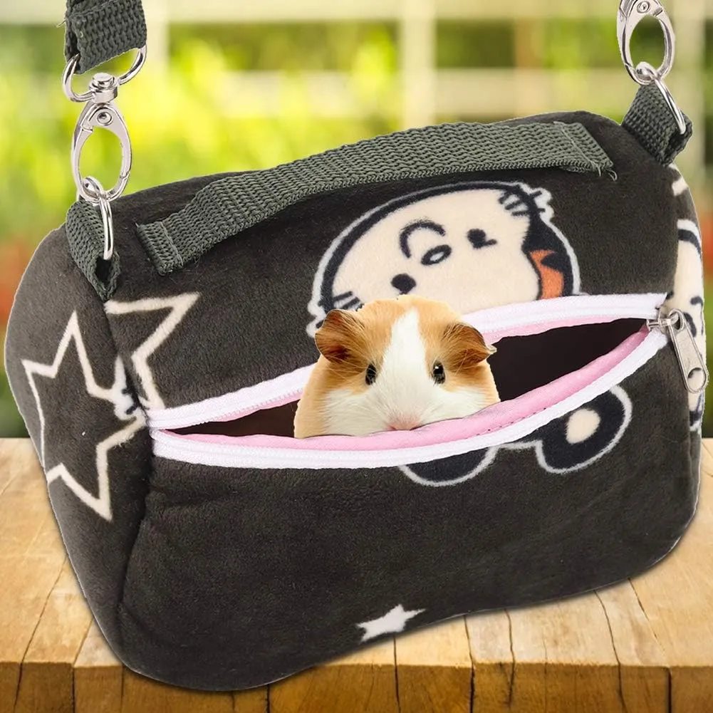 Small Pet Carrier Bag, Blackish Green Flannelette Portable Breathable Pet Hamster Carrier Outgoing Bag for Small Pets Animal(M)