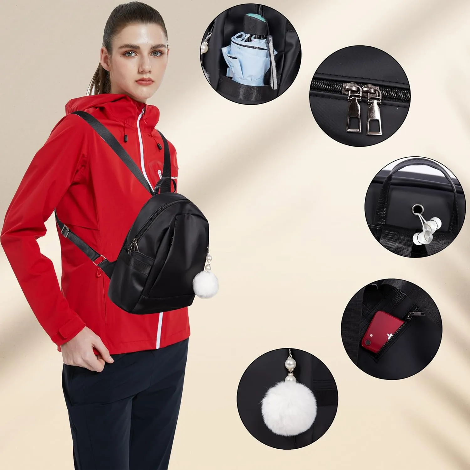 Small Size Backpack Purse for Women - Black Backpacks Purses for Travel Women's Medium Daypack