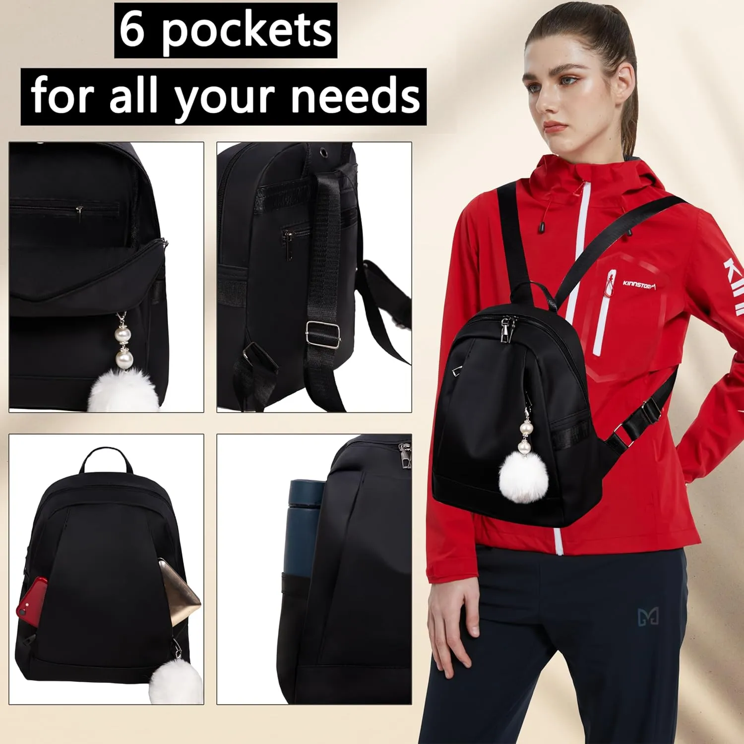 Small Size Backpack Purse for Women - Black Backpacks Purses for Travel Women's Medium Daypack