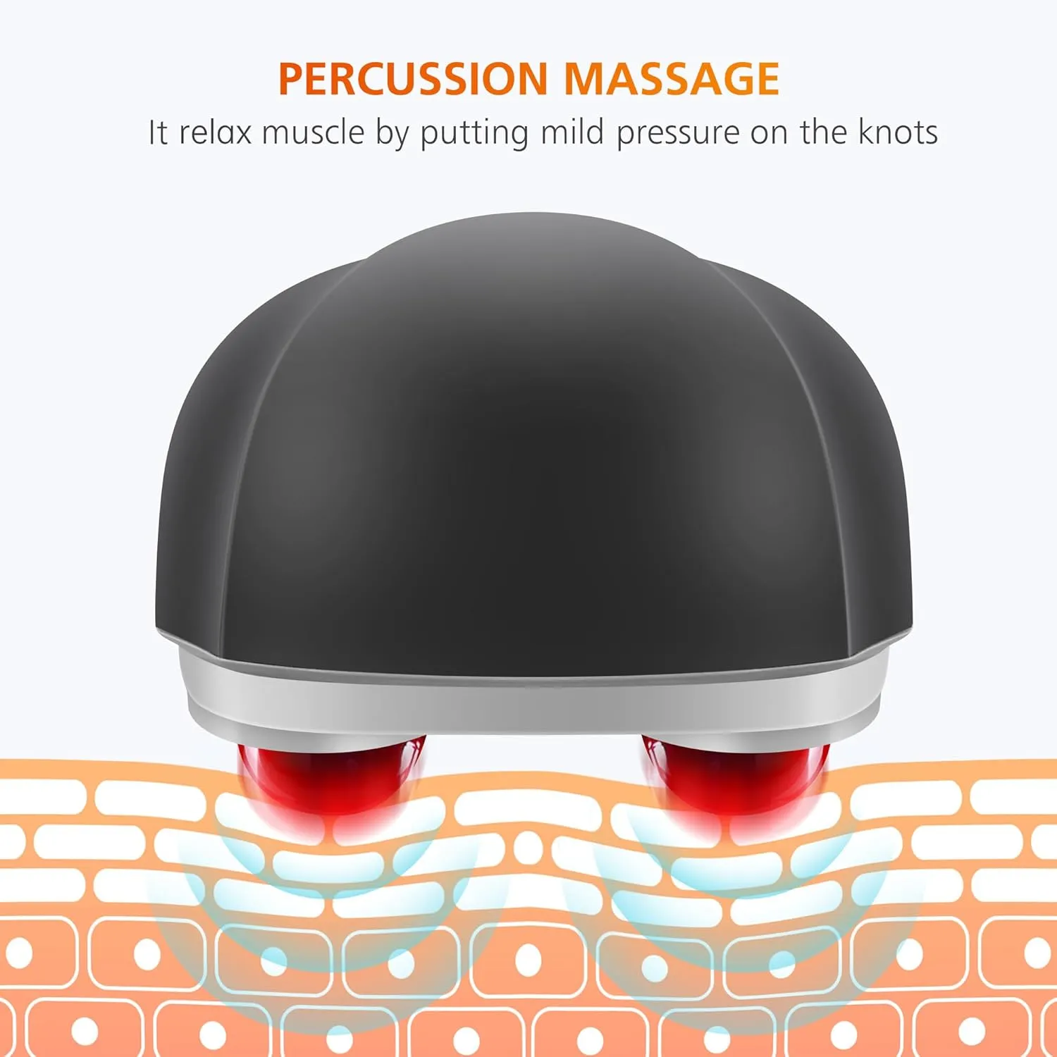 Snailax Cordless Handheld Back Massager with Heat, FSA HSA Eligible, Deep Tissue Percussion Massager, 3 Sets of Dual Pivoting Heads,Rechargeable Hand Held Massager for Neck,Back Shoulder,Calf,Legs