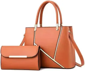 SNAPWISH® Women Handbag Geometric Tote Bag Long Wallet Shoulder Bag Top Handle Handbag Purse 2 Pcs Set