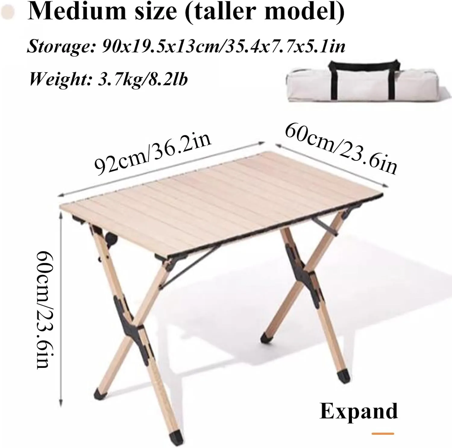 SOBOUR Ultra-Light Camping Table Folding Camping Picnic Table Compact Frame Camping Table Roll Up Table Top with Carry Bag for Camp